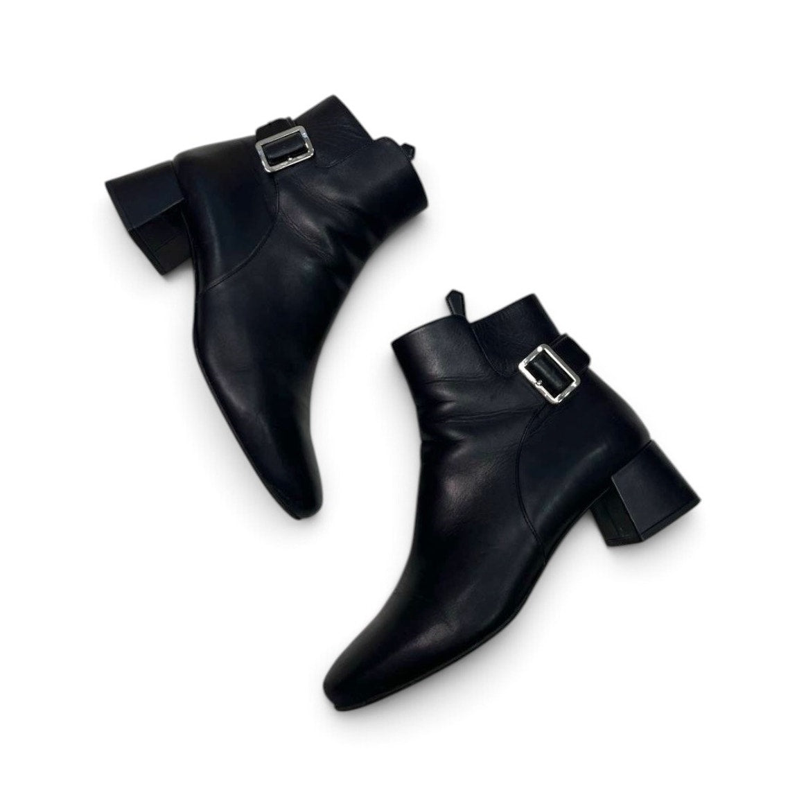 Prada Leather Buckle Ankle Boots