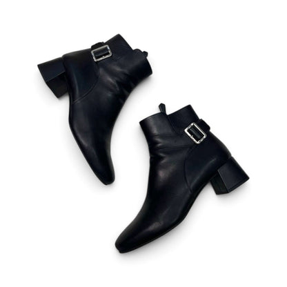 Prada Leather Buckle Ankle Boots