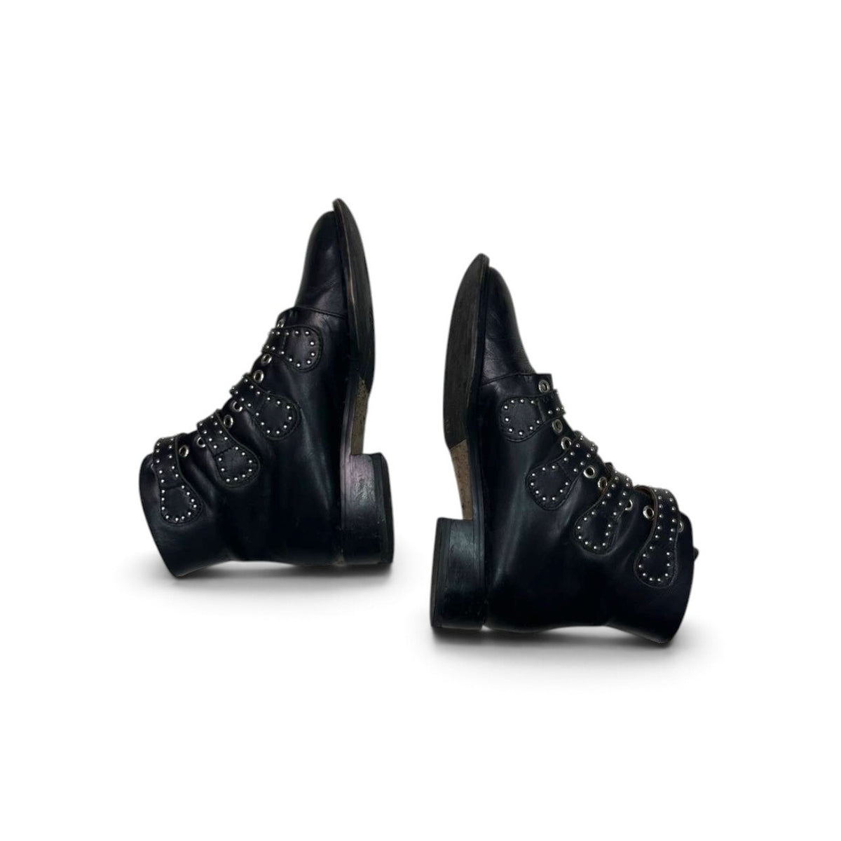 Givenchy Leather Studded Multi-Buckle Ankle Boots
