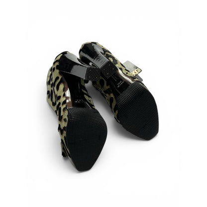 Roberto Cavalli Leopard Pony Hair Platform Ankle Boots