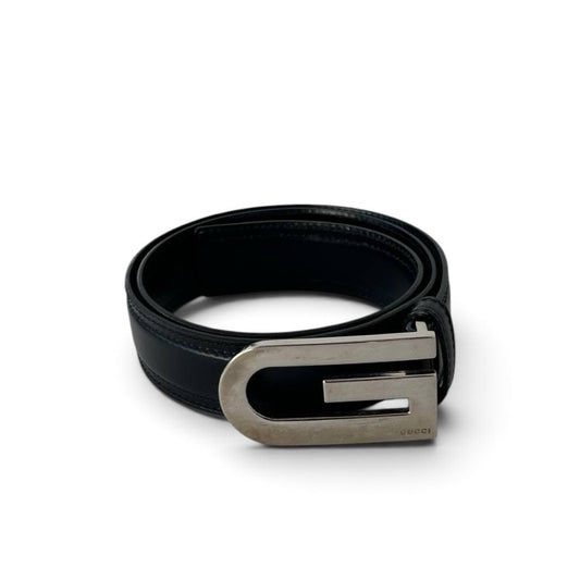Gucci Black Leather G-Buckle Belt