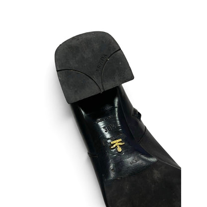 Prada Leather Buckle Ankle Boots