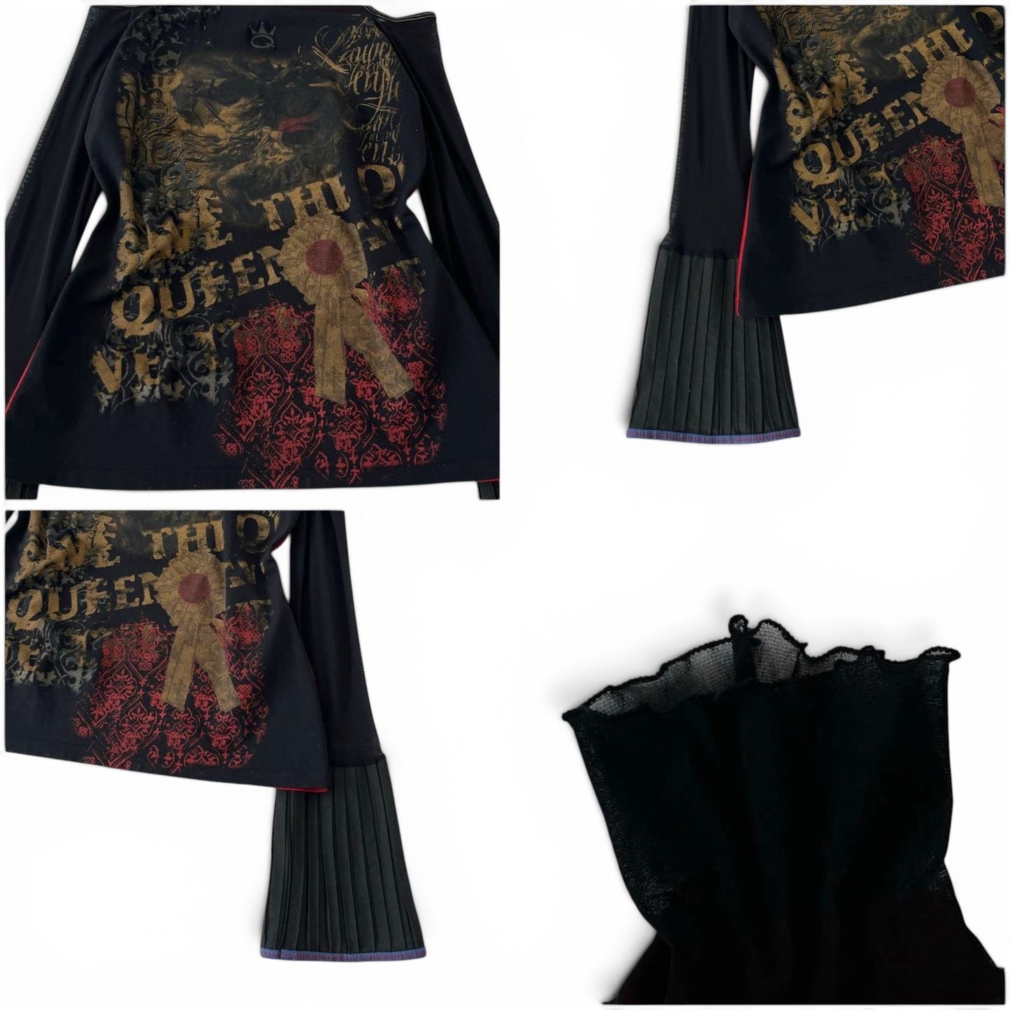 Save The Queen Italy Mesh Turtleneck Top