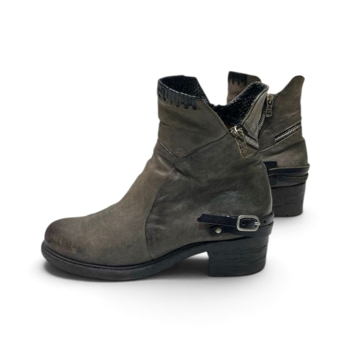 A.S.98 Vintage Distressed Leather Ankle Boots