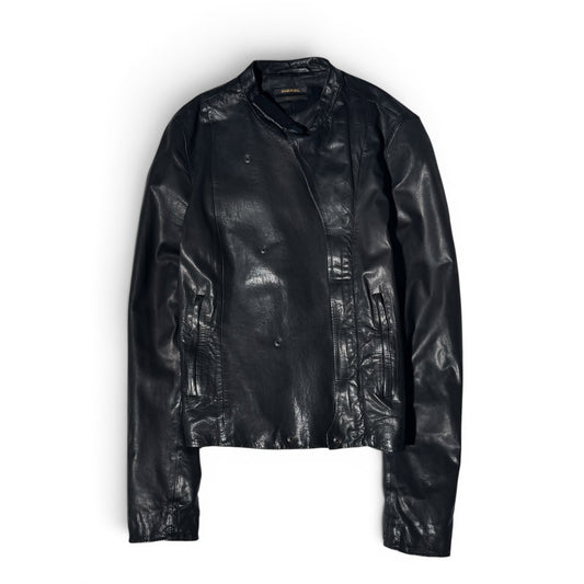 Diesel Black Gold Asymmetrical Leather Jacket