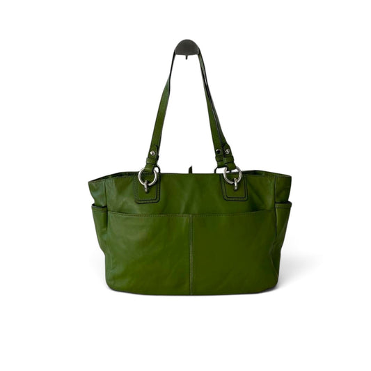 Coach Green Leather Tote Shoulder Bag