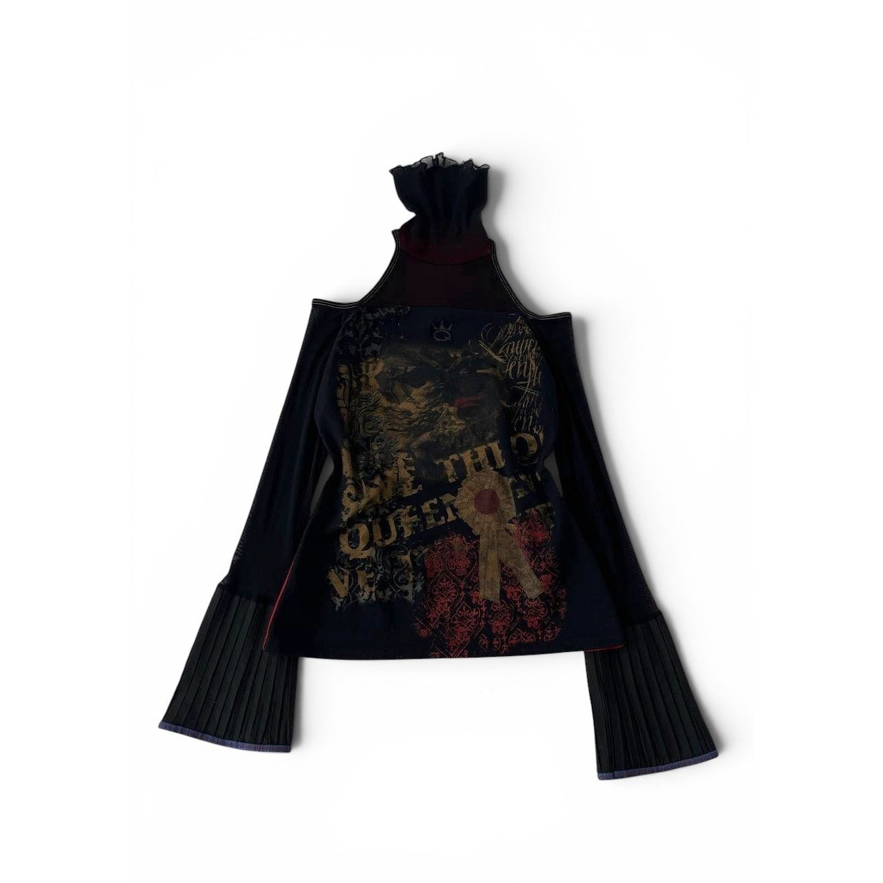 Save The Queen Italy Mesh Turtleneck Top