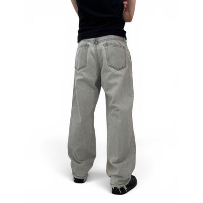 Acne Studios Distressed Wide Leg Jeans Light Grey