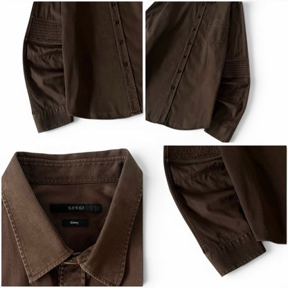 Gucci Brown Cotton Button-Up Shirt Made in Italy
