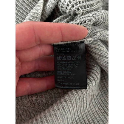 AllSaints Grid Viscose Zip Hoody Open Knit Cardigan