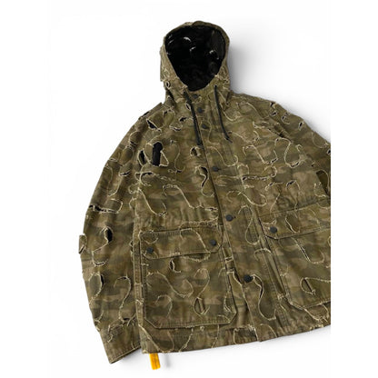 2010 Diesel Khaki Jacket Nylon J-Laser Cut Distressed