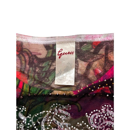 Guess Women’s Printed Rhinestone Long Sleeve Top