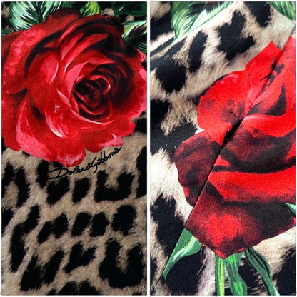 Dolce & Gabbana Rose Leopard Print Dress