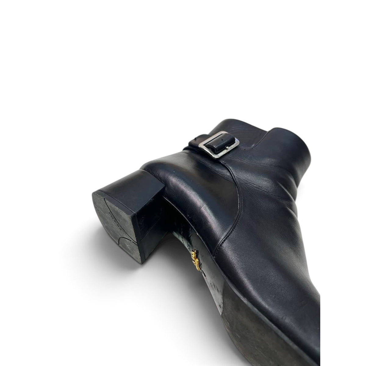 Prada Leather Buckle Ankle Boots