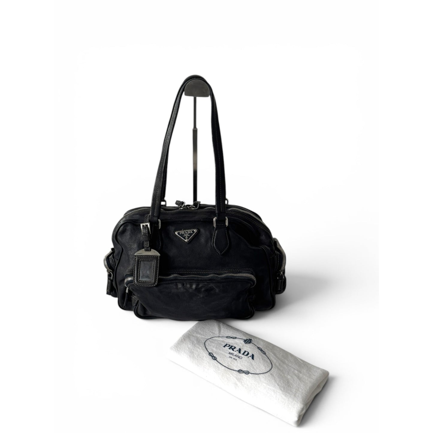 Prada Vitello Leather Cargo Shoulder Bag
