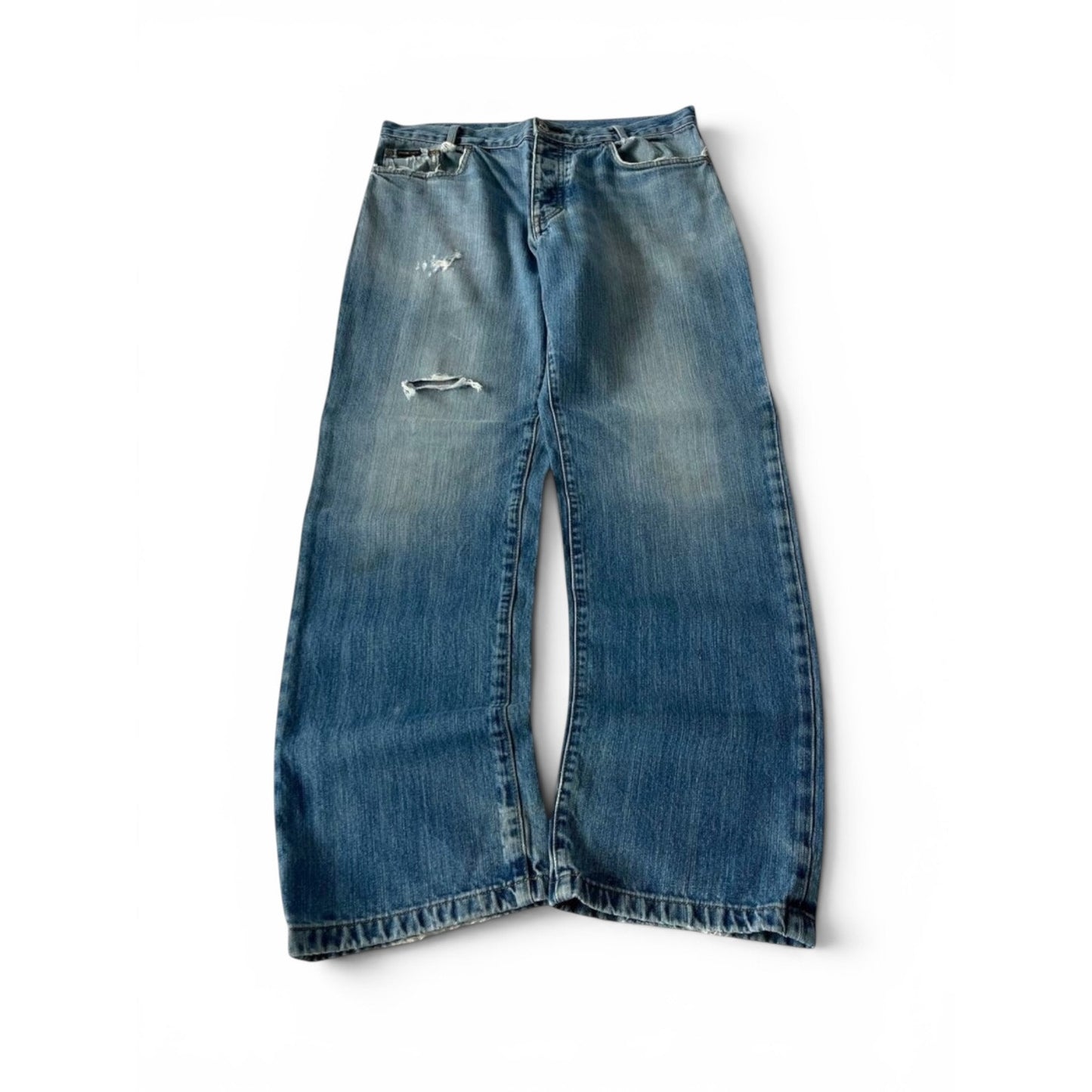 Yves Saint Laurent Big Embroidered Logo Denim Jeans
