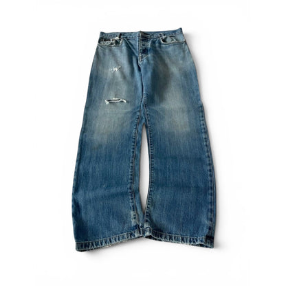Yves Saint Laurent Big Embroidered Logo Denim Jeans