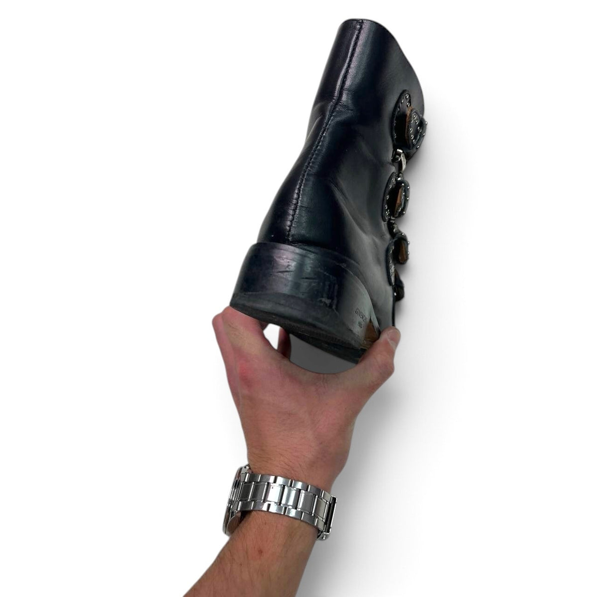 Givenchy Leather Studded Multi-Buckle Ankle Boots