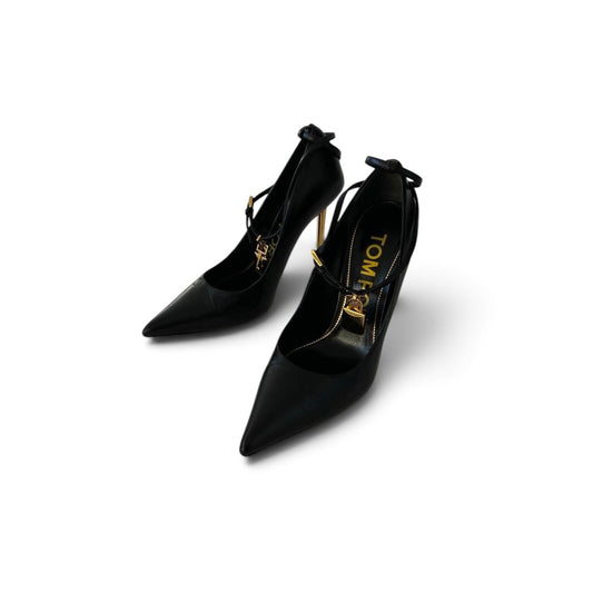 Tom Ford Padlock Pointed-Toe Leather Pumps