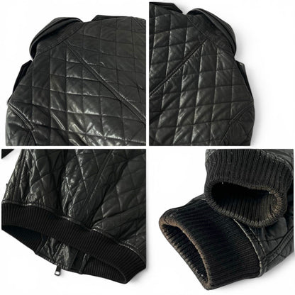 Burberry Black Quilted Leather Bomber Jacket