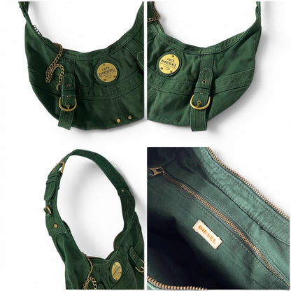 Diesel Green Canvas Shoulder Bag
