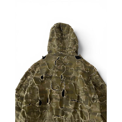 2010 Diesel Khaki Jacket Nylon J-Laser Cut Distressed