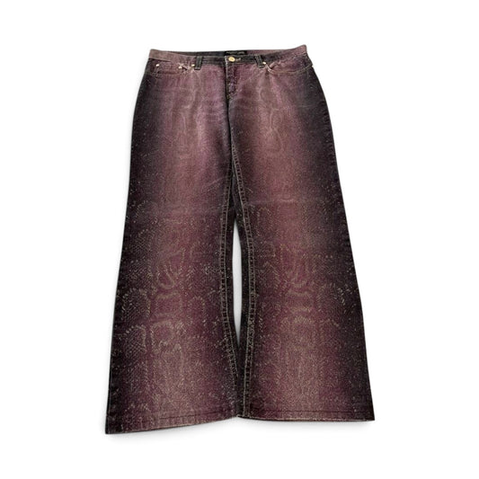 Roberto Cavalli Metallic Snake Print Jeans