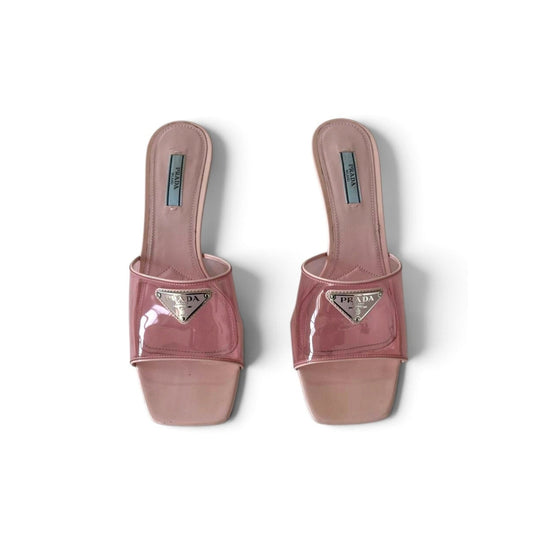 Prada Pink Patent Leather Heeled Mules