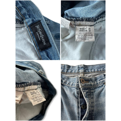 Yves Saint Laurent Big Embroidered Logo Denim Jeans