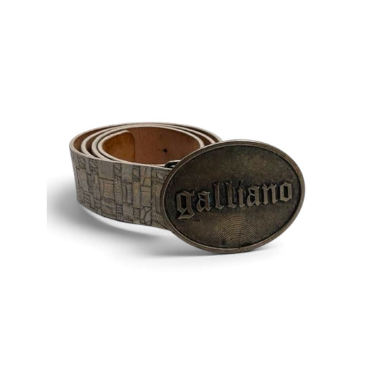 John Galliano Leather Logo Buckle Belt – Made in Italy