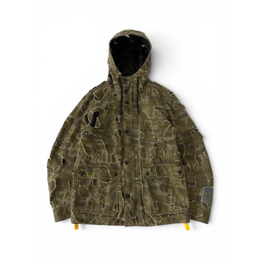 2010 Diesel Khaki Jacket Nylon J-Laser Cut Distressed