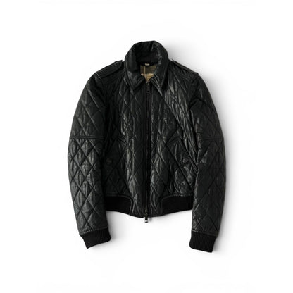 Burberry Black Quilted Leather Bomber Jacket