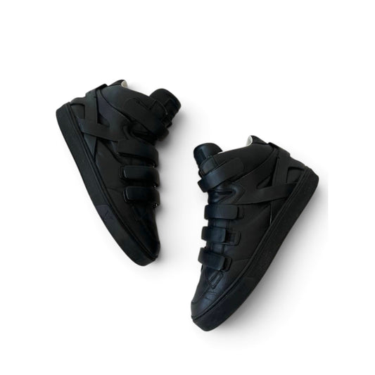Louis Vuitton Black Leather High-Top Sneakers with Multi-Straps