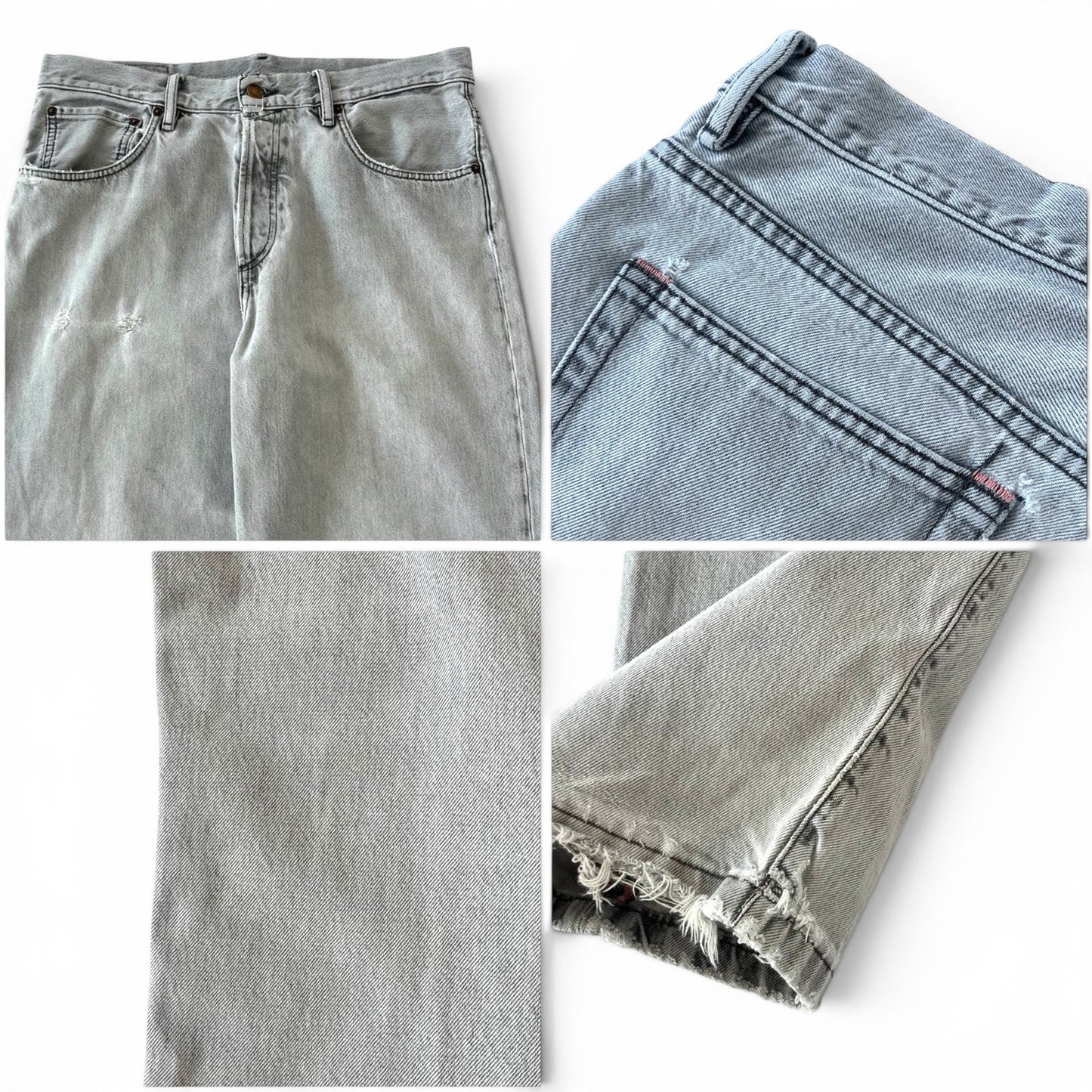 Acne Studios Distressed Wide Leg Jeans Light Grey
