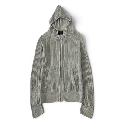 AllSaints Grid Viscose Zip Hoody Open Knit Cardigan
