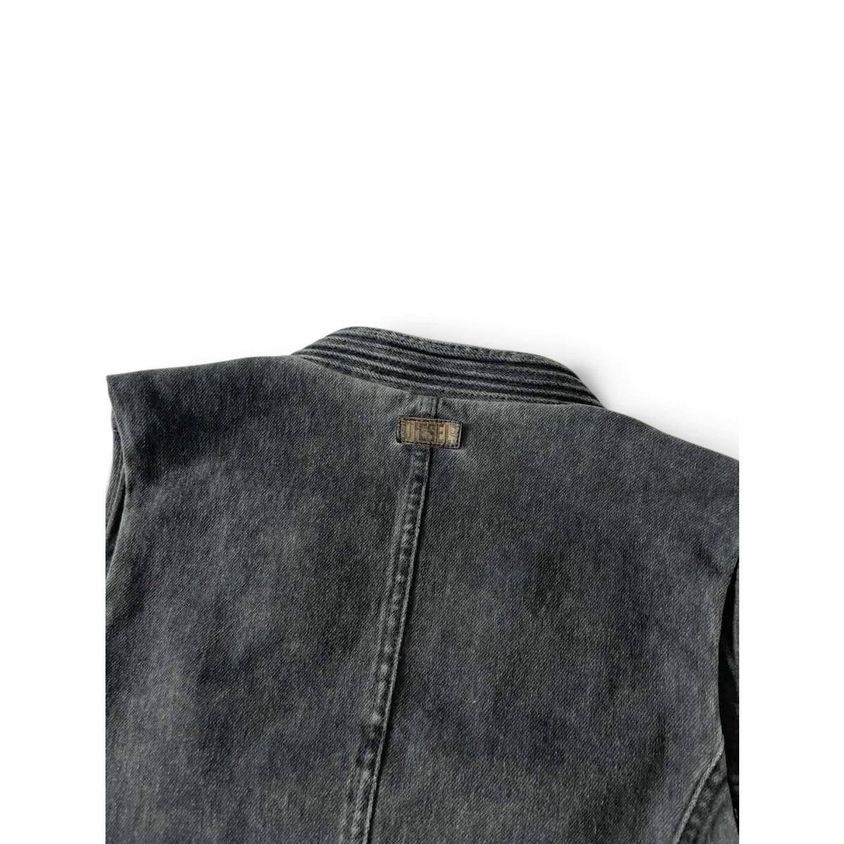 Diesel Washed Denim Biker Vest Grey / Black
