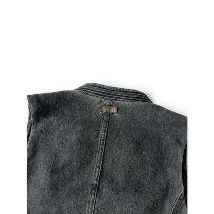 Diesel Washed Denim Biker Vest Grey / Black
