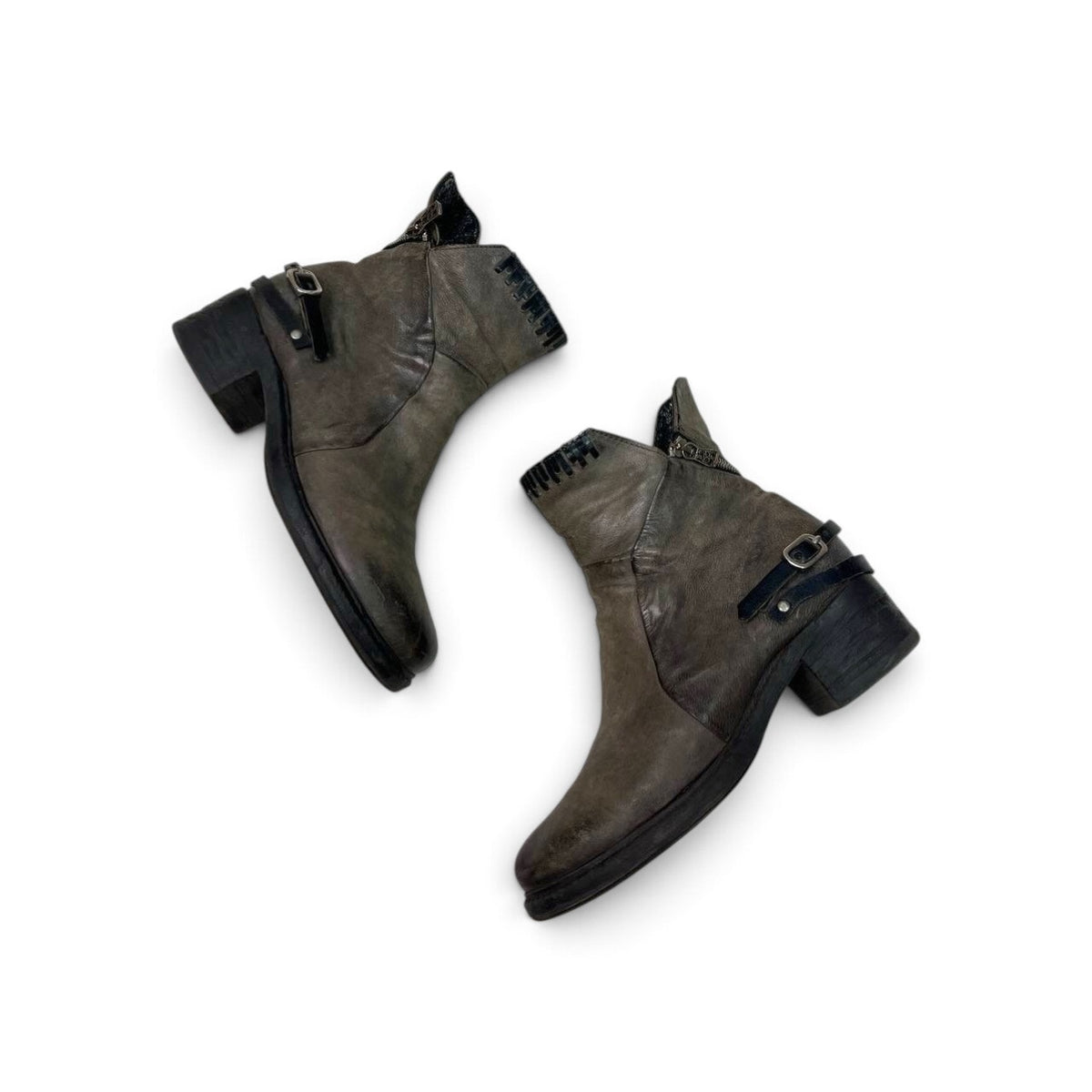 A.S.98 Vintage Distressed Leather Ankle Boots