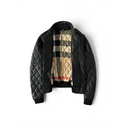 Burberry Black Quilted Leather Bomber Jacket