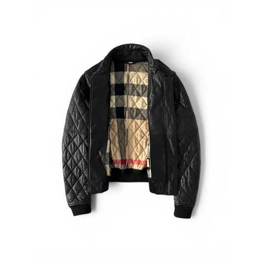 Burberry Black Quilted Leather Bomber Jacket
