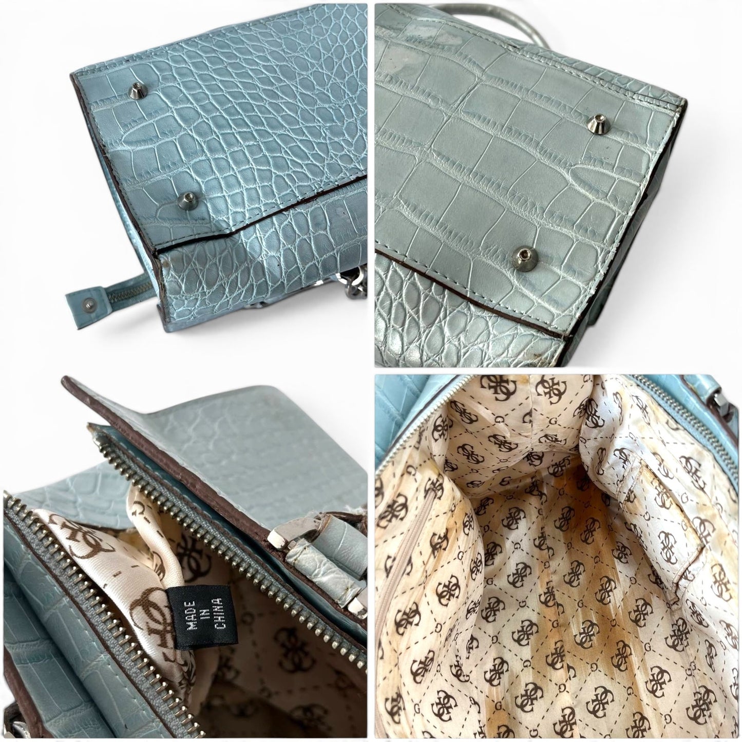 Guess Croc Embossed Satchel Bag