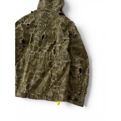 2010 Diesel Khaki Jacket Nylon J-Laser Cut Distressed