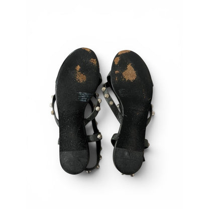 Balenciaga Studded Gladiator Leather Black Sandals
