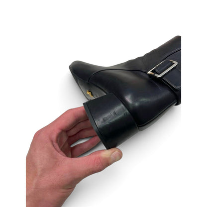 Prada Leather Buckle Ankle Boots