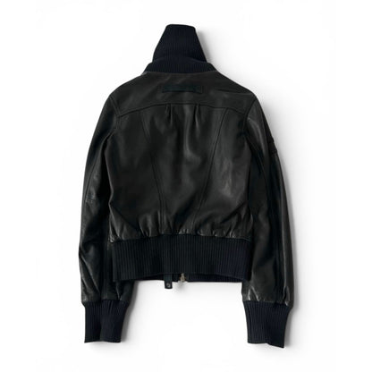 Diesel Black Leather Bomber Jacket