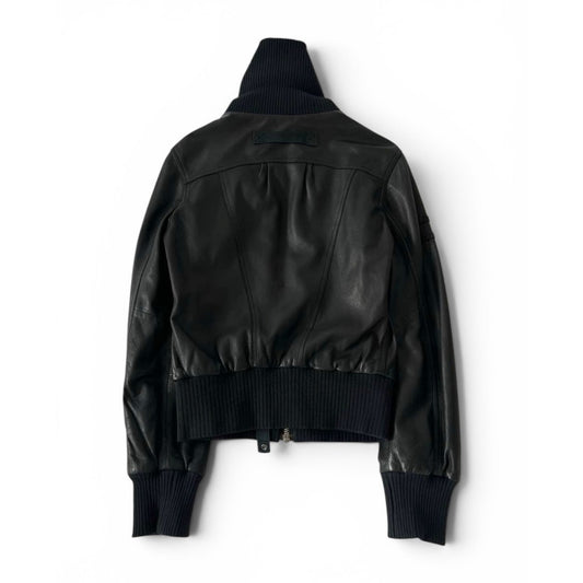 Diesel Black Leather Bomber Jacket