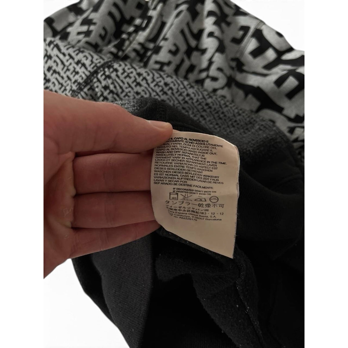 Diesel All-Over Logo Zip Black & Grey Hoodie