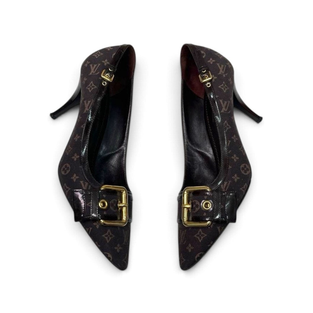 Louis Vuitton Monogram Buckle Pointed-Toe Heels