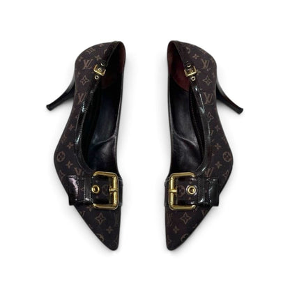 Louis Vuitton Monogram Buckle Pointed-Toe Heels