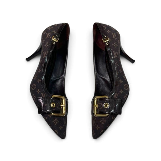 Louis Vuitton Monogram Buckle Pointed-Toe Heels